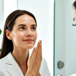 **Prompt**: A professional woman with a serene expression, fully clothed in elegant, modest business attire, gently applying a natural facial serum to her radiant, healthy skin in a brightly lit, minimalist bathroom. Subtle botanical elements are visible in the background, like a simple potted plant. The focus is on the transformative power of natural cosmetics and healthy skin. Perfect anatomy, correct proportions, natural pose, well-formed hands, proper finger count, natural body proportions. Professional photography, soft, warm lighting, high resolution, clean aesthetics, safe for work, appropriate content, fully clothed, professional.